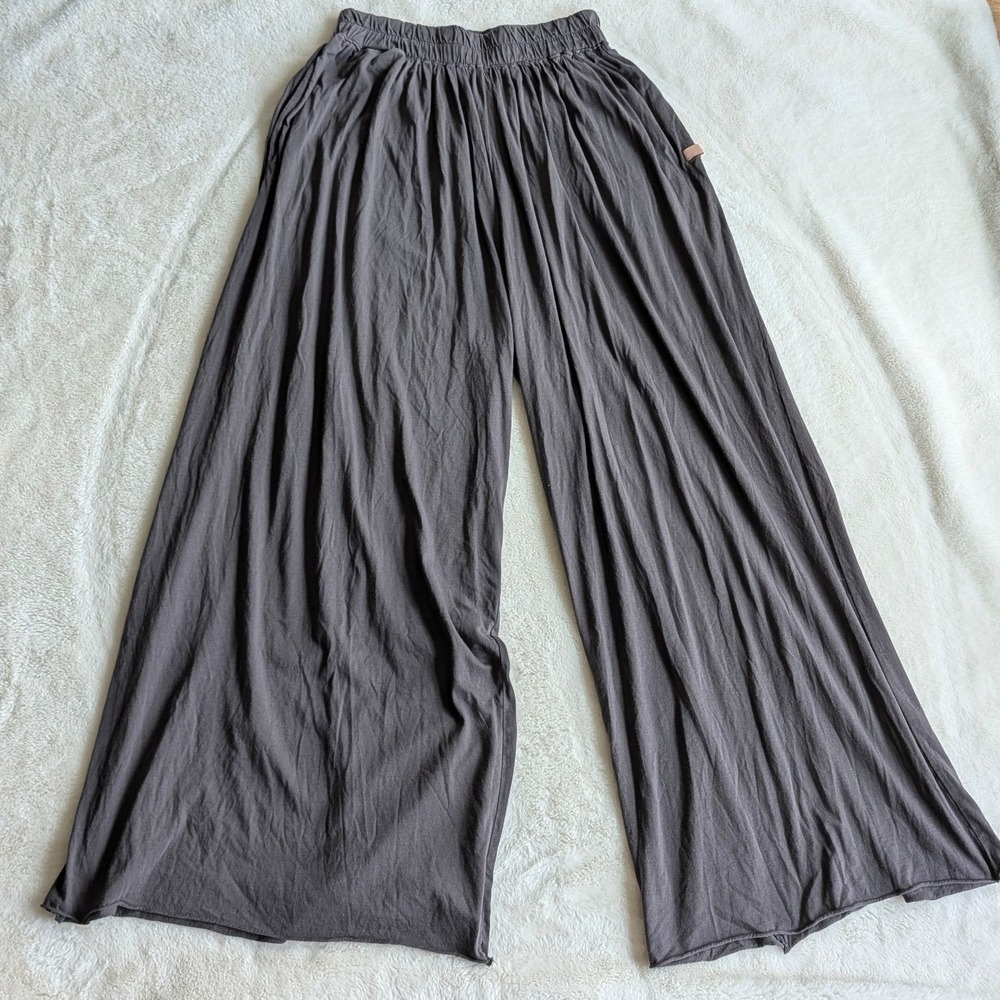 Lunya Organic Pima Wide Leg Pants Charcoal Gray Size M Relaxed Lounge Sleepwear
